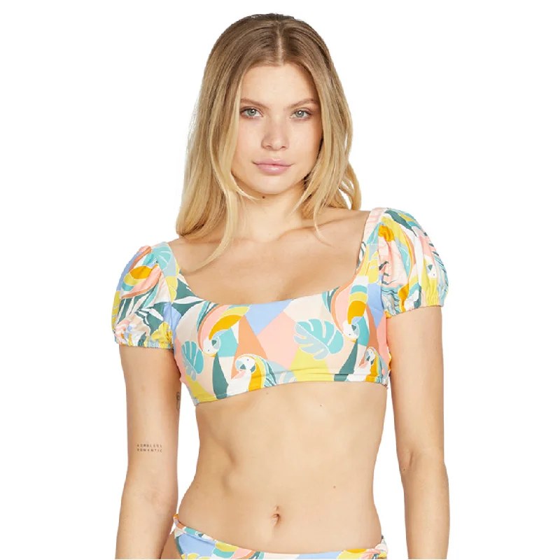 surf clothing for long surf sessions-Volcom Womens Parrotise Fashion Crop - Multi