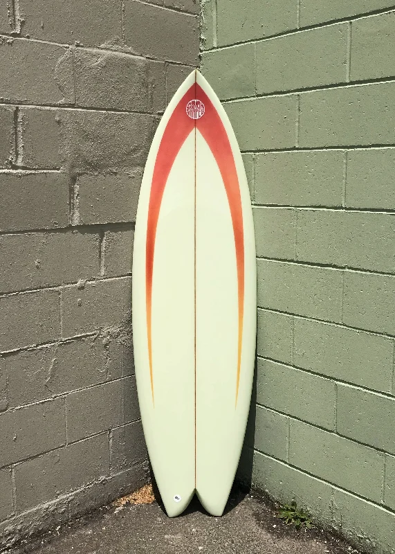 surfboards for stability in choppy water-5'8" Simon Shapes Swallow Tail Quad