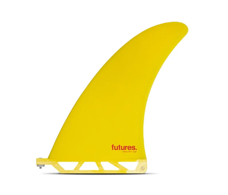 best surf clothing for paddling-Gerry Lopez 8.5" Fiberglass Fin Yellow