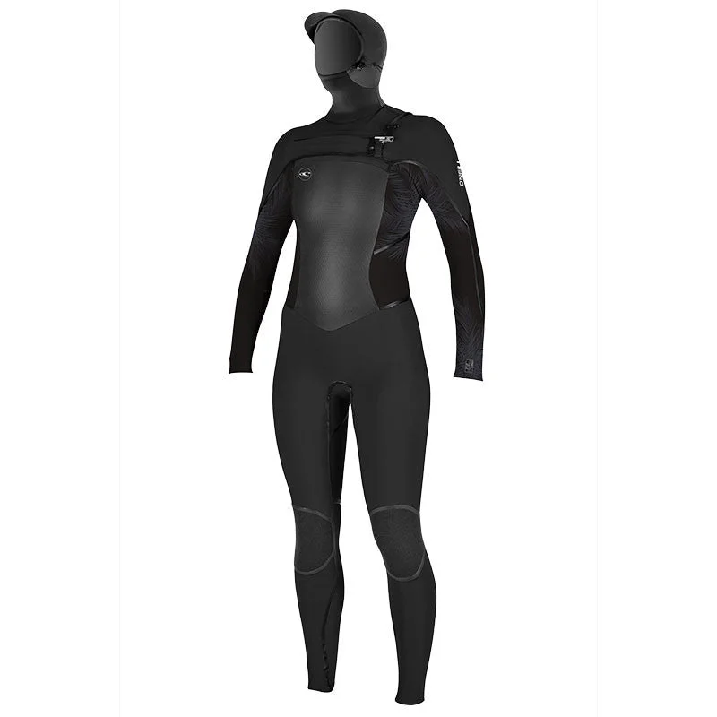 wetsuits with internal lining for extra comfort-O'Neill Women's Psycho Tech 5.5/4mm Chest Zip Full W/ Hood Wetsuit