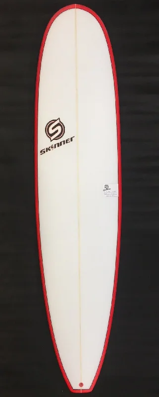 surfboards with minimal drag for high-speed surfing-SOLD Skinner 7'6 x 21.25 x 2.75" Epoxy Mini  Mini Longboard Tri Fin Poly with Red bottom and Rail