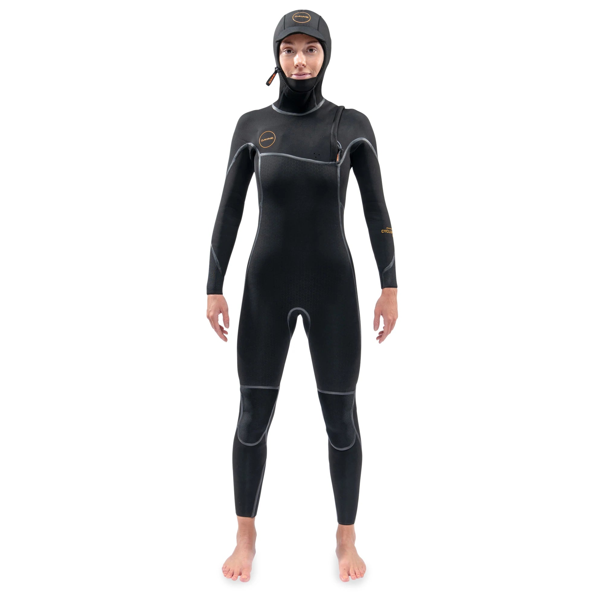 eco-friendly wetsuits made from sustainable materials-Dakine 5/4mm Cyclone Hooded Women's Wetsuit - Zip Free