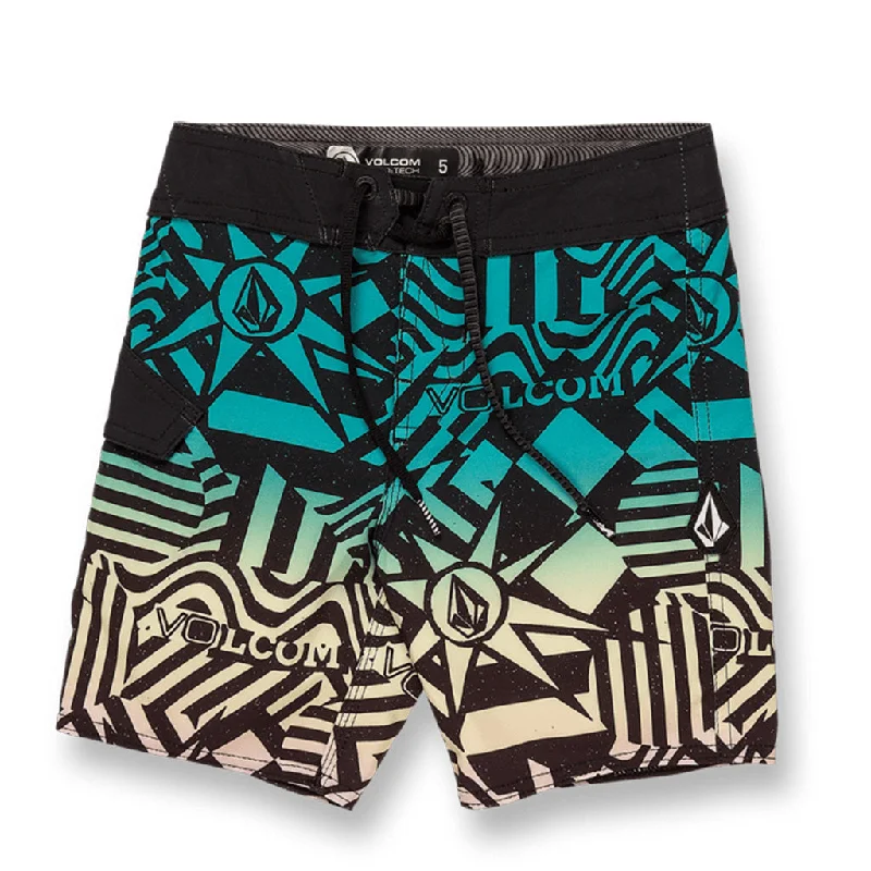 surf clothing for easy beach-to-water transitions-Volcom Mod Ringer Little Boys Tech Trunks - Black