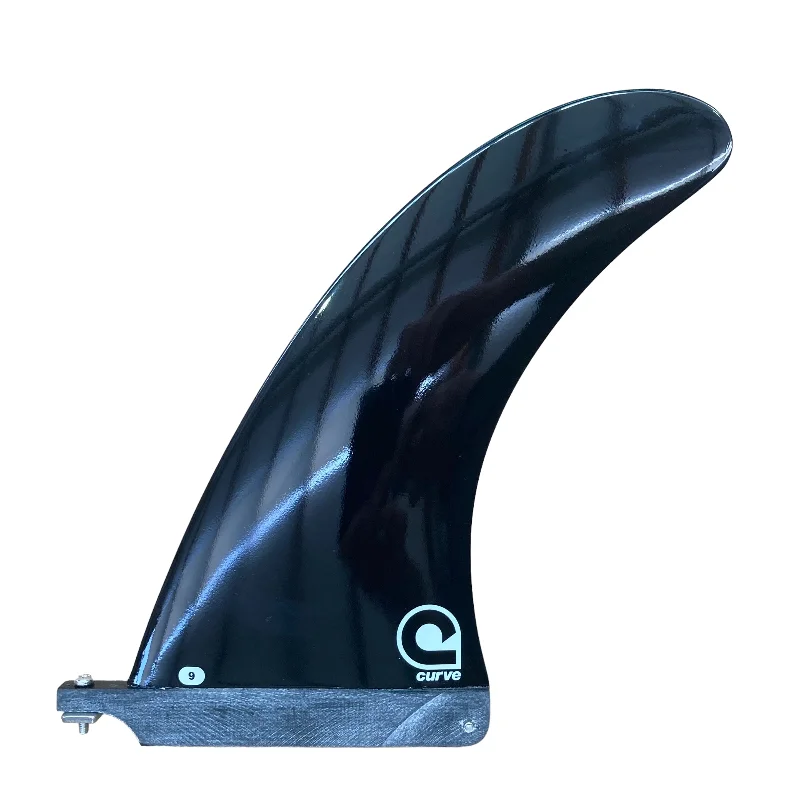 surfboard fins for tight cornering-Fin Longboard Classic Fibreglass - Black 6.5, 7.5, 8"