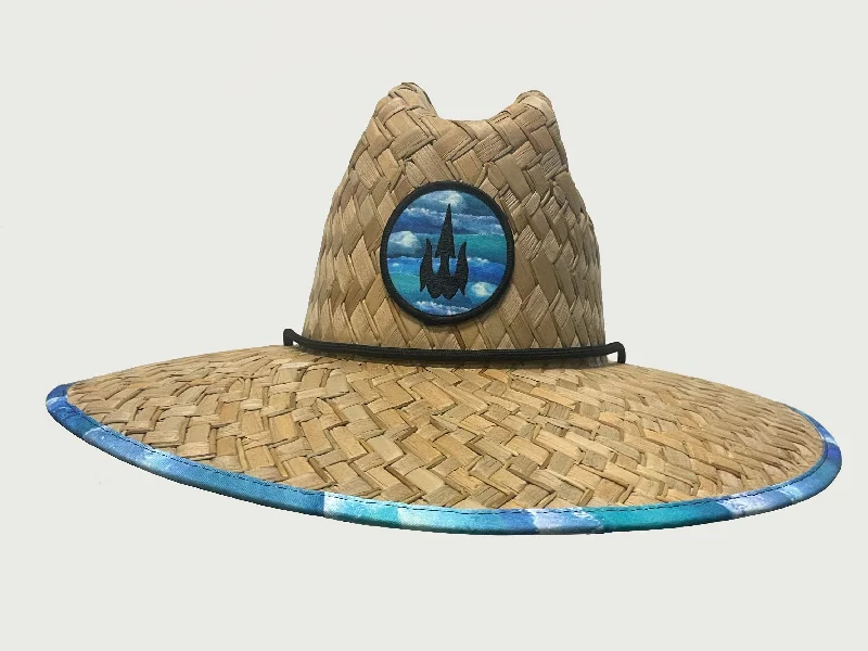 surfboards for smooth carving and cutting-WBZ Trident Patch Straw Beach Hat