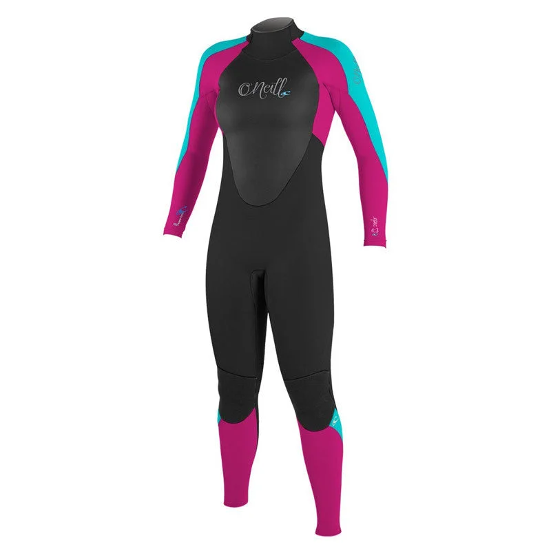 best wetsuits for multiple water activities-O'Neill Youth Girls Epic 4/3 Wetsuit -Black/Berry/Aqua