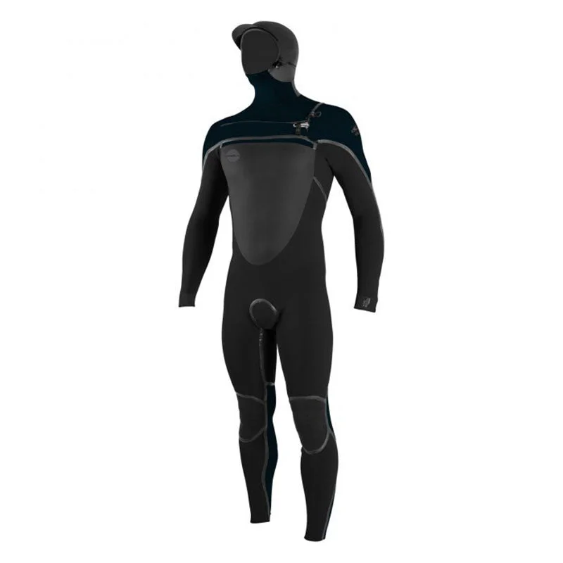 wetsuits for a snug and secure fit-O'Neill Psycho Tech 5.5/4 Hooded Wetsuit - Black/Slate