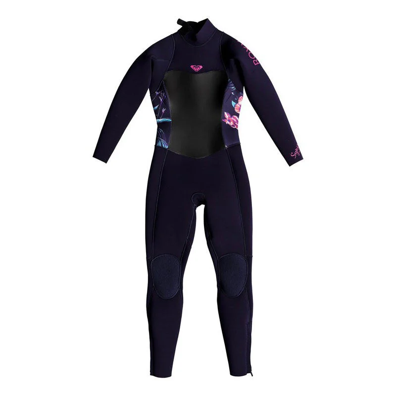 wetsuits for better speed and performance-Roxy Girls Syncro 4/3 Back Zip Wetsuit - Blue Ribbon