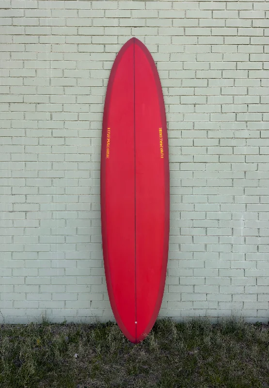 surfboards for easy access to waves in shallow surf-7'10" Lovemachine Surfboards Thick Lizzy - Red & Grey