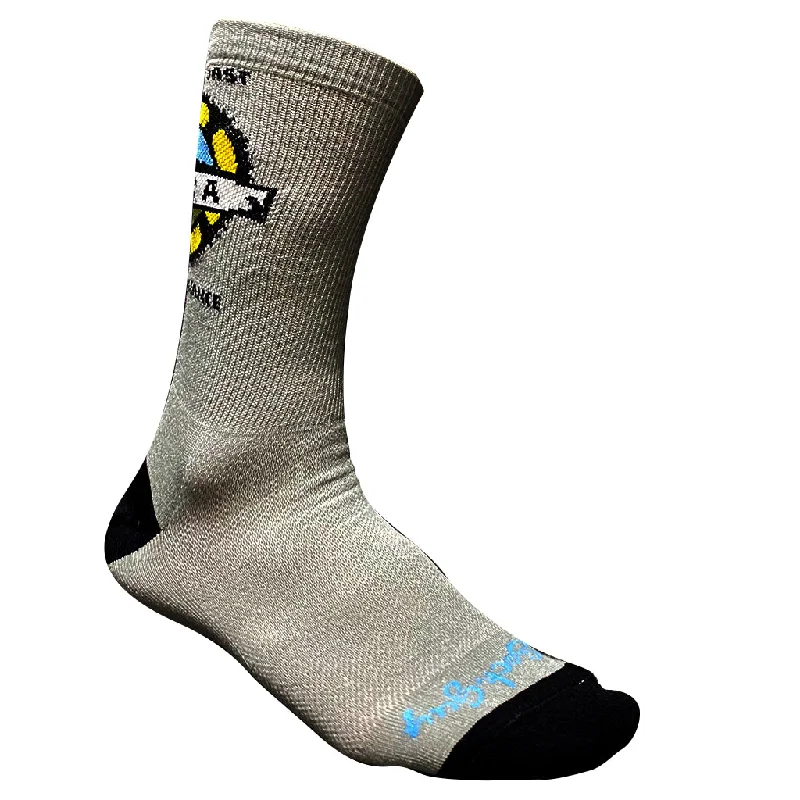 surf clothing with functional pockets for storage-North Coast Trail Alliance Fundraiser Socks - Grey/Black