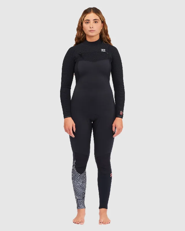 wetsuits with thermal lining for added warmth-Womens 4/3mm Furnace Comp Chest Zip Wetsuit