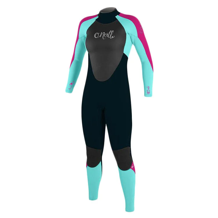 wetsuits for flexible paddling-O'Neill Youth Girls Epic 4/3 Wetsuit -Navy / Tahiti Blue / Light Grapefruit