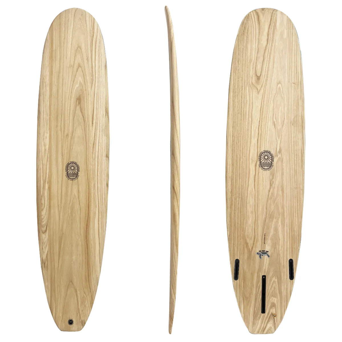 surfboards with improved rail control-Surfboard Trading Company  8′ The Baby Log Mini Longboard – Paulownia Wood