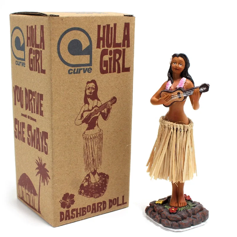 surf clothing for active outdoor activities-Hula Girl Dashboard Doll - Hawaii Dancing Girl