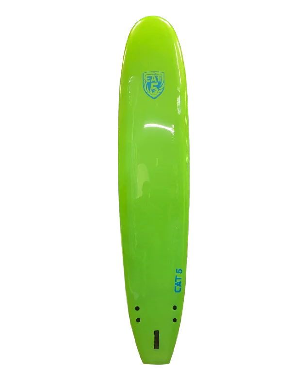 surfboards for easy access to waves in shallow surf-Cat 5 Soft Surfboard 9' Lime Green with Blue Marble Bottom