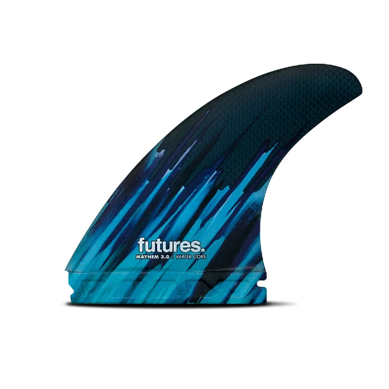 surfboard fins for responsive performance in different waves-Futures - THRUSTER - Mayhem Rake M/L Vapor Core Thruster - Carbon/Blue