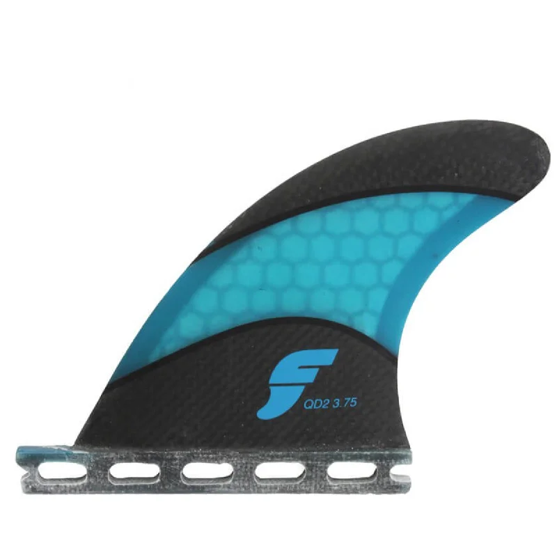 surfboard fins with advanced materials for superior control-FUTURES QUAD REAR QD2 3.75 Techflex Fin Pair Carbon/Blue - Small