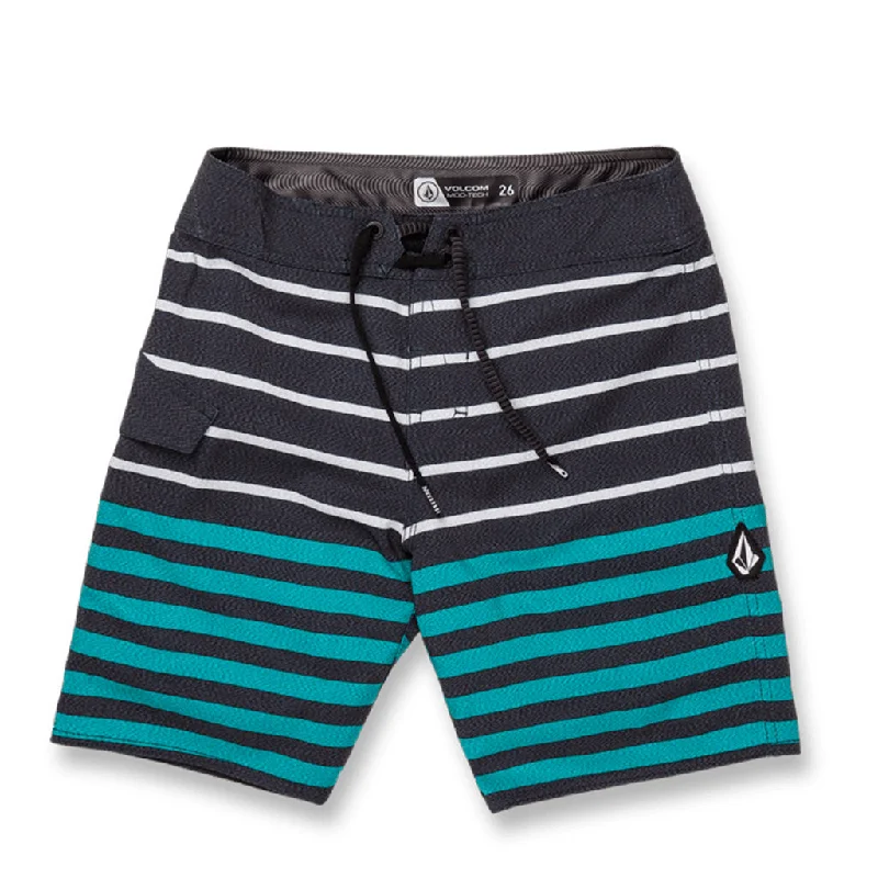 surf clothing for quick change during surf breaks-Volcom Quarta Static Mod Boys  Boardshort - Black