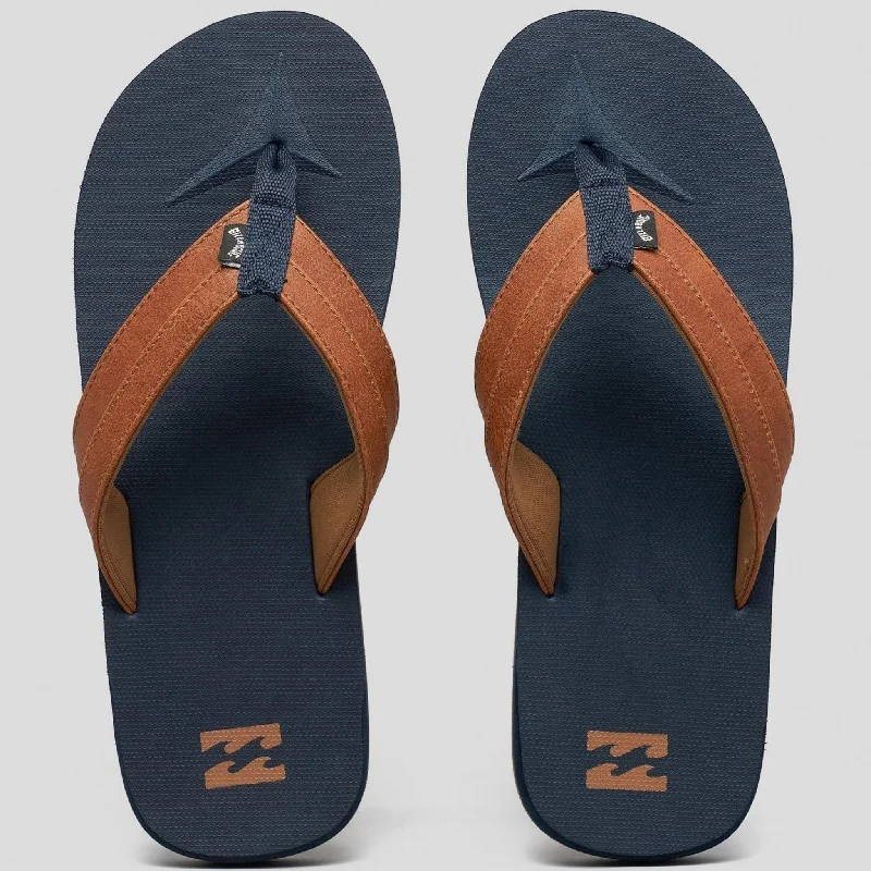 surf clothing for improved mobility in the water-Billabong Men's All Day Impact Thongs - Navy/Tan