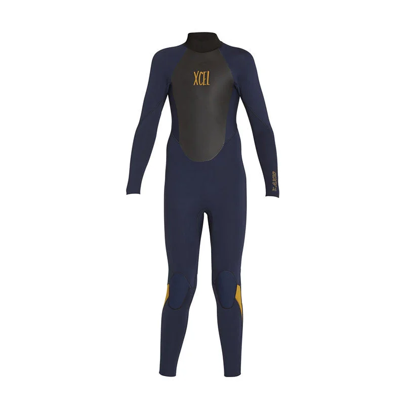 wetsuits for better water resistance-Xcel Youth Axis Back Zip 5/4 Wetsuit - Ink Blue