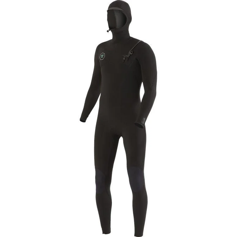 wetsuits for surf beginners-Vissla 7 Seas 4/3 Hooded Full Suit - Black