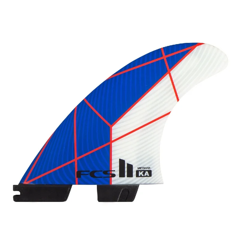 surfboard fins for deep, controlled turns-FCS II THRUSTER - KA PC Medium Blue/White Tri Fins