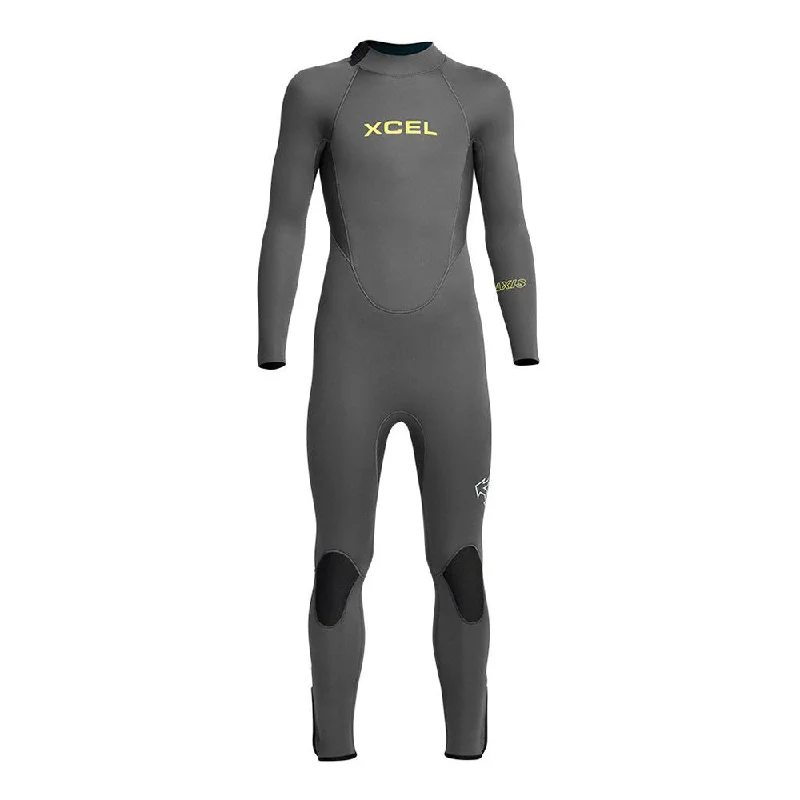 thermal wetsuits for winter surfing-Xcel Youth Axis Back Zip 5/4 Wetsuit - Grey