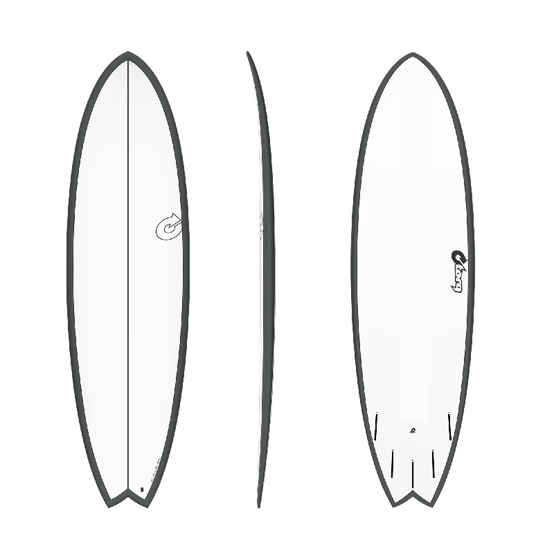 surfboards with a lightweight design for easier handling-Torq 6'10 Mod Fish Pinline TET Epoxy Surfboard  - White Graphite