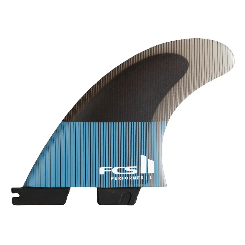 surfboard fins for deep carving and style-FCS II Performer PC Medium Tri Fins - Tranquil Blue