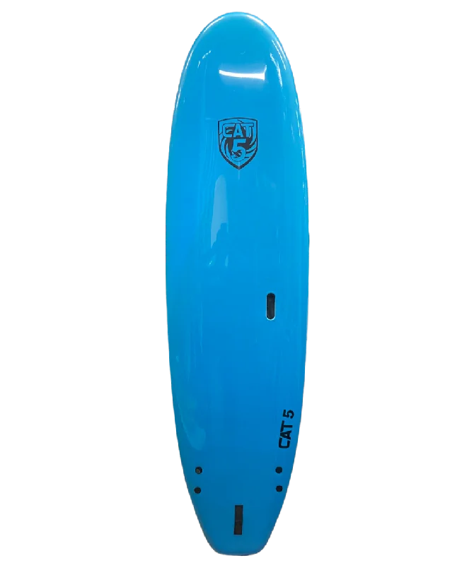 surfboards for comfortable paddling and gliding-Cat 5 Soft Surfboard 8' Mega Wide Blue with Marble Bottom